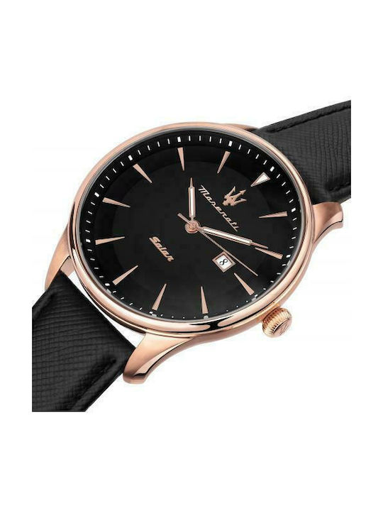 Maserati Tradizione Watch Solar with Black Leather Strap