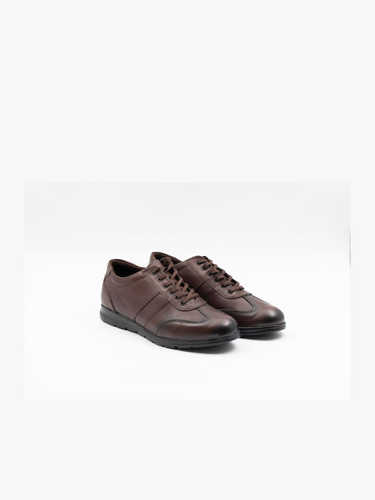 MEN'S LACE-UP SHOES MADE OF GENUINE LEATHER IN OVERSIZED, CODE: K-H BROWN