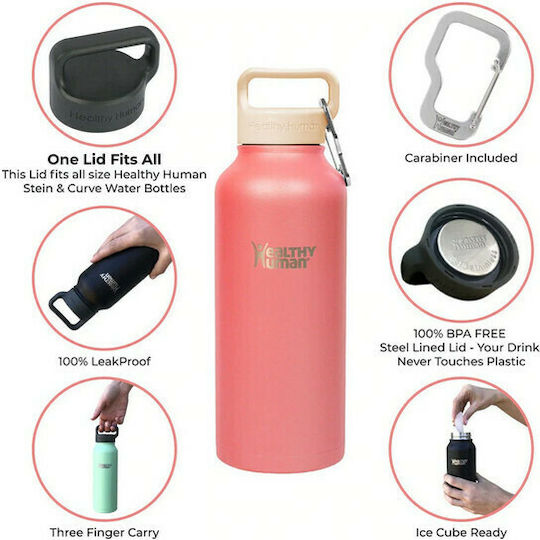 Healthy Human Stein Bottle Recyclable Thermos Bottle Stainless Steel BPA Free 620ml Rose