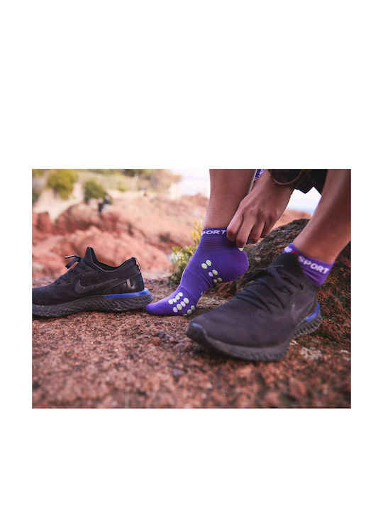 Compressport Pro Racing Socks V4.0 Low Running Κάλτσες Μωβ 1 Ζεύγος