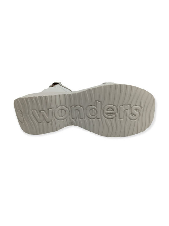 Wonders Leather Women's Sandals In White Colour