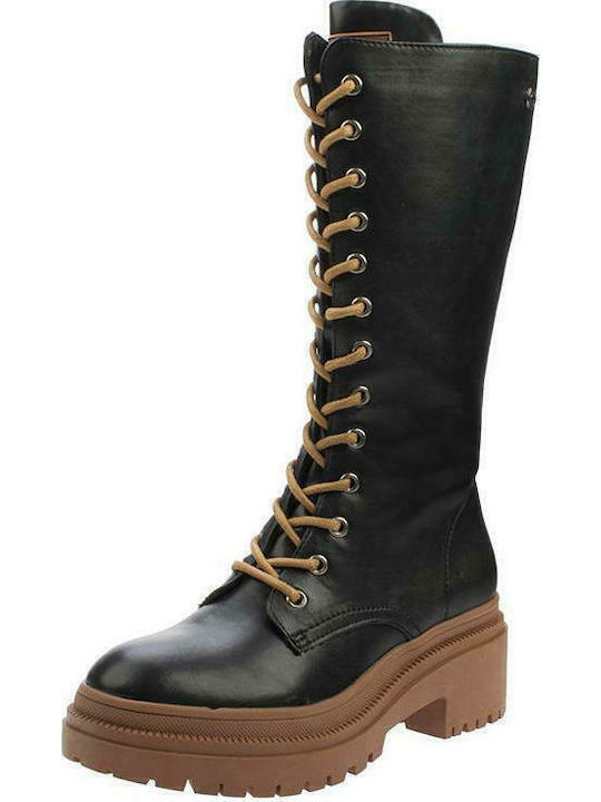 Γυναικείες Μπότες με Μεσαίο Τακούνι Black / Camel