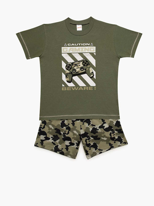 Minerva Set Top & Bottom Kids Summer Pyjamas Khaki