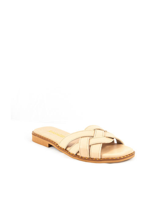 Ragazza -13 Leather Women's Flat Sandals Nude