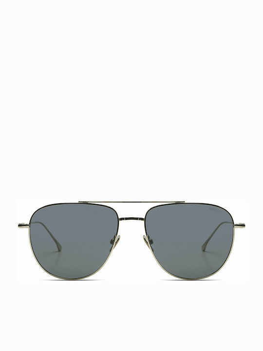 Komono Curtis Unisex Sunglasses with Silver Metal Frame and Gray Lens KOM-S8100