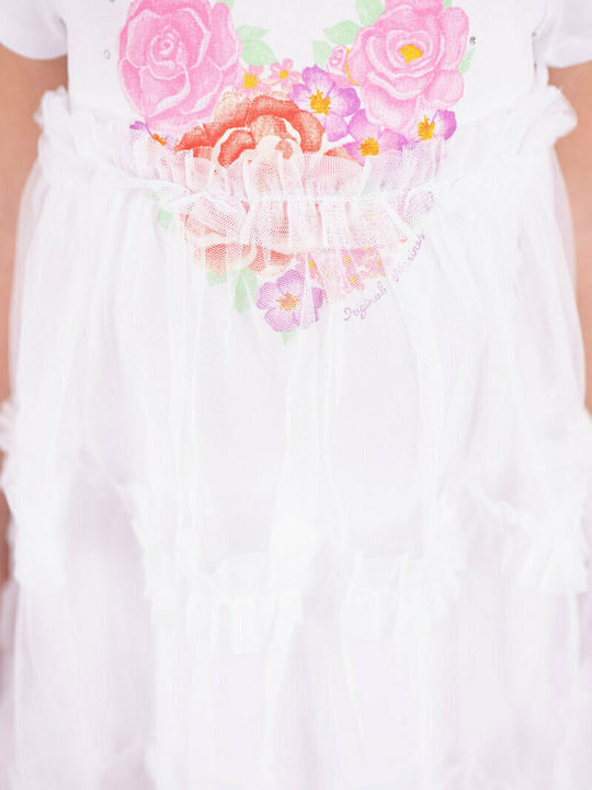 Children's Dress Short Sleeve Tulle White