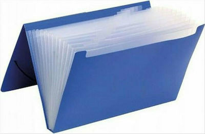 Metron Clipboard Flexible with 12 plastic sleeves Slides Accordion for Paper A4 Blue 1pcs