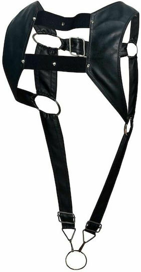 MOB Erotic Wear Dngeon Top Cockring Harness Black