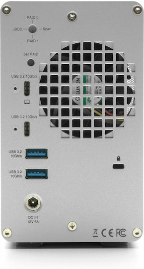 OWC Mercury Elite Pro Dual Carcasă pentru 2 unități de hard disk 2.5" / 3.5" SATA III cu conexiune USB 3.2 Tip-C în culoarea Argintiu