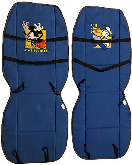Carner Σετ Πλατοκαθίσματα Αυτοκινήτου 2τμχ Disney Mickey Mouse / Donald Duck Μπλε Διπλής Όψης
