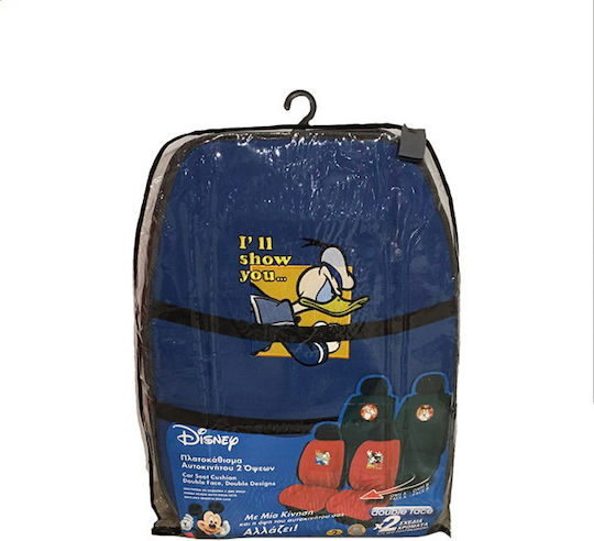 Carner Σετ Πλατοκαθίσματα Αυτοκινήτου 2τμχ Disney Mickey Mouse / Donald Duck Μπλε Διπλής Όψης