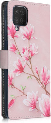 KWmobile Synthetic Leather Book Magnolias Pink White (Galaxy M12)