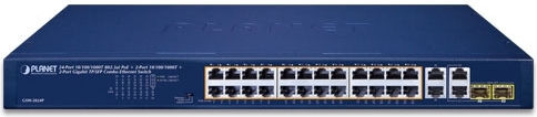 Planet GSW-2824P Managed L2 PoE+ Switch with 24 Gigabit (1Gbps) Ethernet Ports and 2 SFP Ports