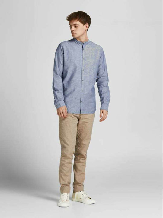 Langärmlig Leinen Hemd Faded Denim