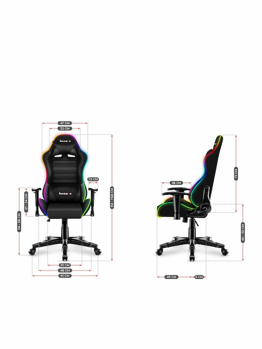 Huzaro Ranger 6.0 Child RGB Mesh Καρέκλα Gaming Δερματίνης με Ρυθμιζόμενα Μπράτσα και RGB Φωτισμό Μαύρη