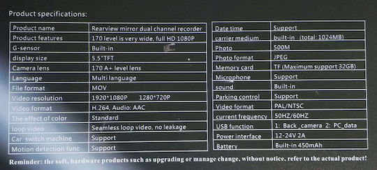 Andowl Καθρέπτης με Κάμερα DVR Αυτοκινήτου 1080P με Οθόνη 5.5"