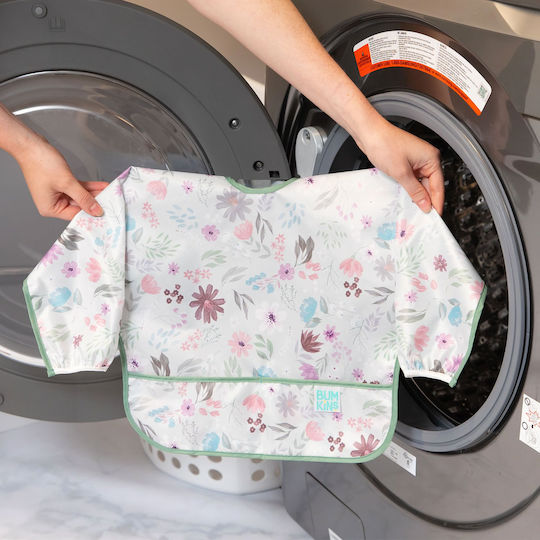 Bumkins Floral Waterproof Coverall Fabric with Lace Band, Pocket & Sleeves White for 6 m+