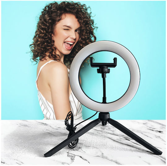 Gem Ring Light 20cm με Επιτραπέζιο Τρίποδο και Βάση για Κινητό