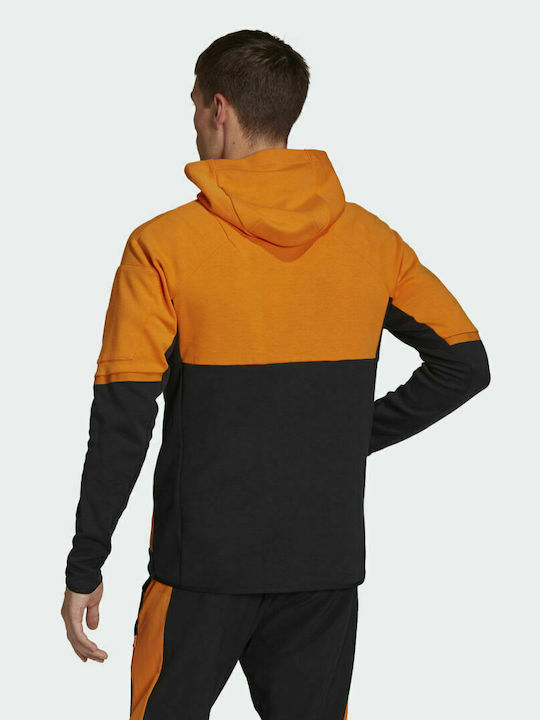 Adidas Designed For Gameday Ανδρική Ζακέτα με Φερμουάρ και Κουκούλα Bright Orange