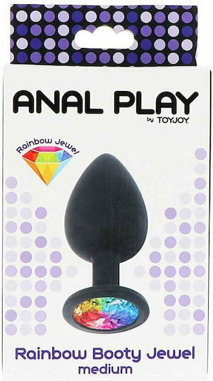 ToyJoy Rainbow Booty Jewel Πρωκτική Σφήνα Medium Medium Μαύρη 8cm