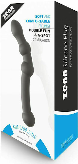 Zenn Bim Bam Line Silicone Double Πρωκτικό Dildo Μαύρο 22.5cm