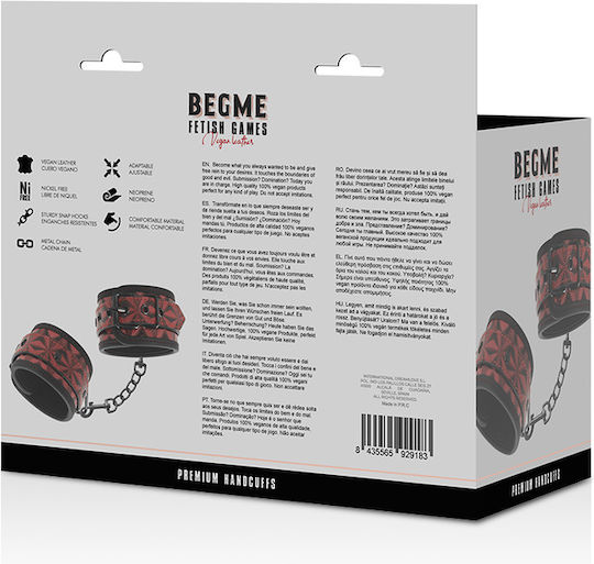 Dream Love BegMe Red Edition Vegan Hand Cuffs Χειροπέδες σε Κόκκινο Χρώμα