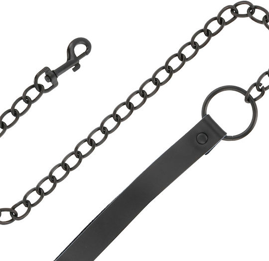 Darkness Leather Handcuffs Black Σετ για Δέσιμο Λαιμού & Άκρων Black