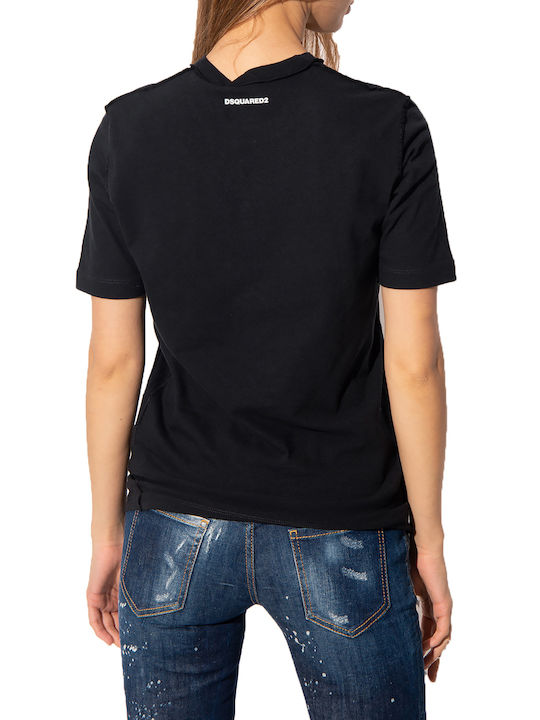 Dsquared2 Γυναικείο T-shirt Μαύρο με Στάμπα