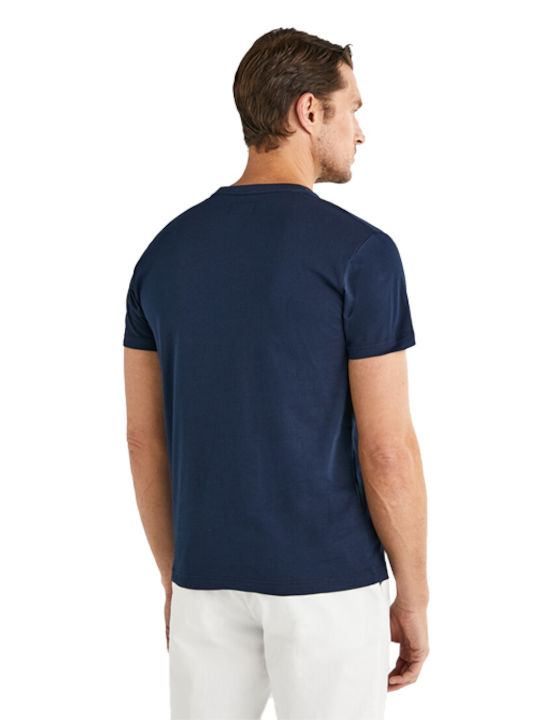 Hackett Ανδρικό T-shirt Navy Μπλε με Στάμπα