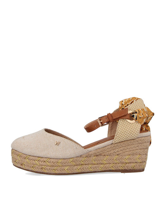 Bella Damenplattformen im Espadrilles-Stil Ecru