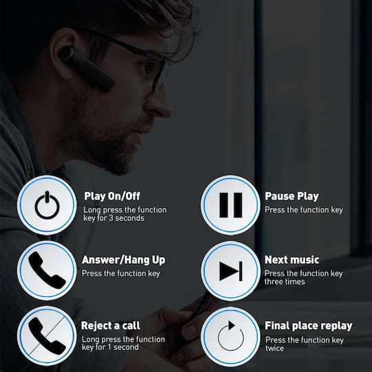 Tellur Vox 40 Earbud Bluetooth Handsfree Ακουστικό Μαύρο