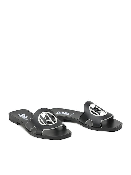Leder Flache Sandalen für Damen in Schwarz Farbe