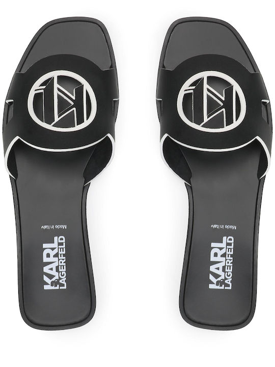 Leder Flache Sandalen für Damen in Schwarz Farbe