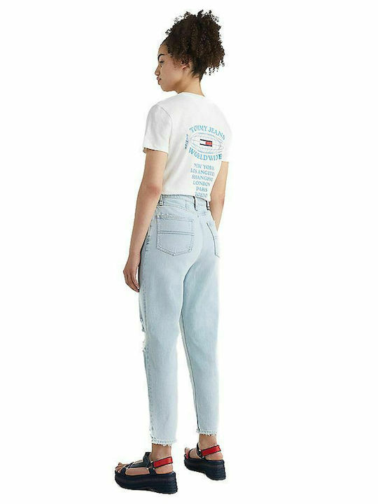 Tommy Hilfiger High Waist Women's Jean Trousers with Rips in Mom Fit