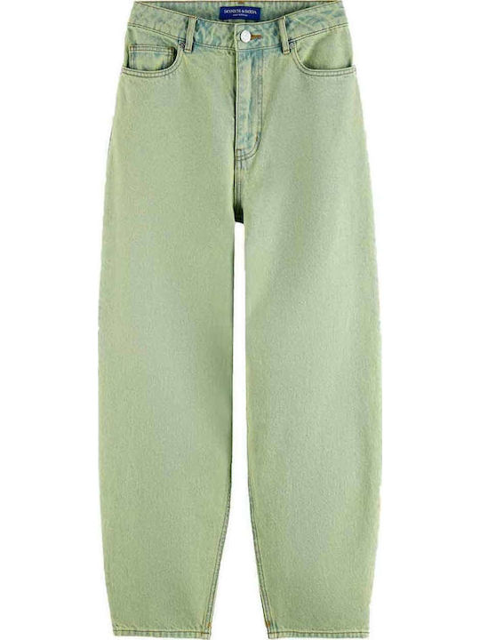 The Tide High Waist Women's Jean Trousers in Balloon Line Green