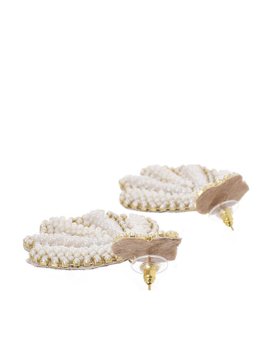 Ble Resort Collection Σκουλαρίκια Κρεμαστά Μπεζ