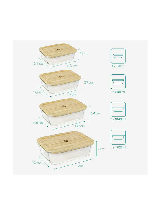 Navaris Lunch Box Glass Beige 4pcs