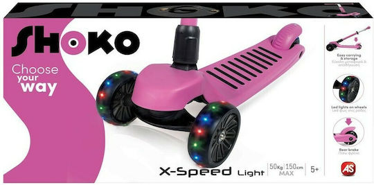 AS Παιδικό Πατίνι Αναδιπλούμενο Shoko Twist & Roll X-Speed Light Τρίτροχο για 5+ Ετών Φούξια