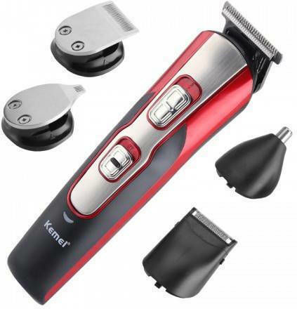 Kemei Set Rechargeable Hair Clipper Red KM-510