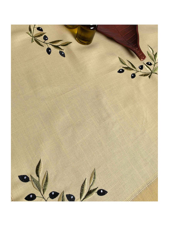 Silk Fashion Runner with Embroidery Bg23a Yellow with Black Olive 45x220cm