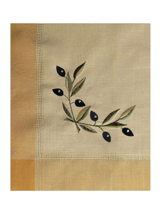 Silk Fashion Ράνερ με Κέντημα Bg23a Κίτρινο με Μαύρη Ελιά 45x220εκ.