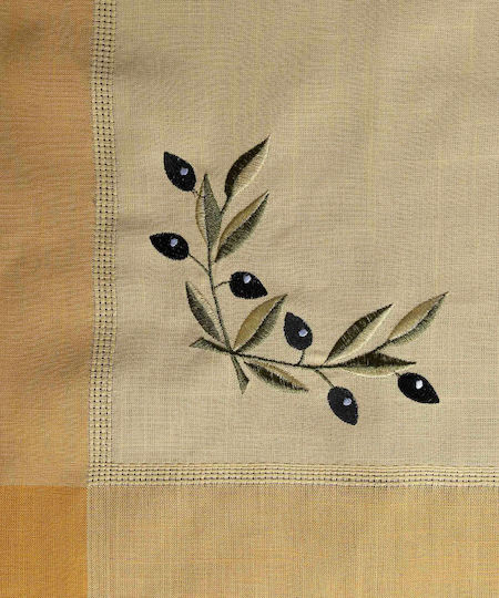 Silk Fashion Ράνερ με Κέντημα Bg23a Κίτρινο με Μαύρη Ελιά 45x220εκ.