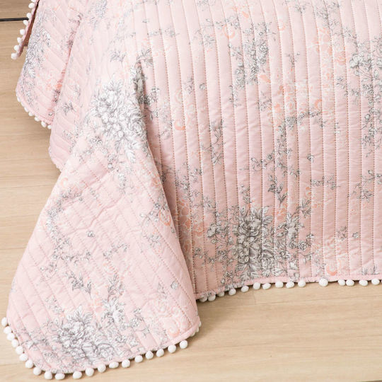 Borea Bijou Set Coverlet Queen Size Microfiber Pink 220x240cm 3pcs