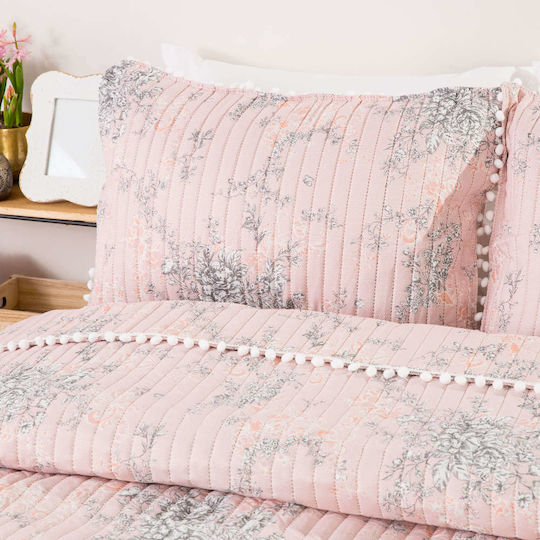 Borea Bijou Set Coverlet Queen Size Microfiber Pink 220x240cm 3pcs