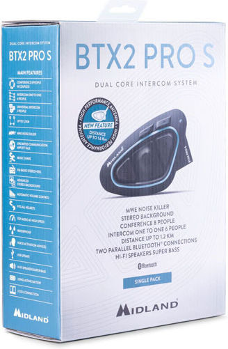 Midland BTX2 Pro S LR Μονή Ενδοεπικοινωνία για Κράνος Μηχανής με Bluetooth