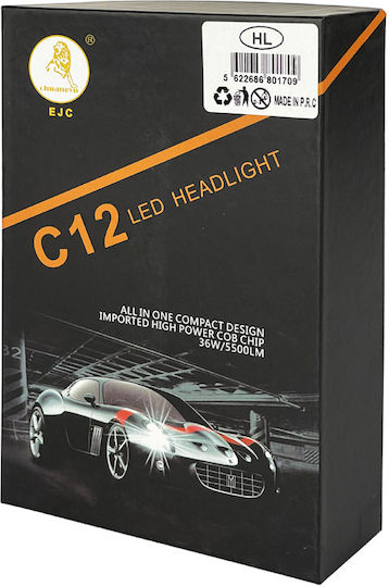 Auto Gs Λάμπες Αυτοκινήτου HB4-9006 C12 5500lm LED 6000K Ψυχρό Λευκό 12-24V 36W 2τμχ