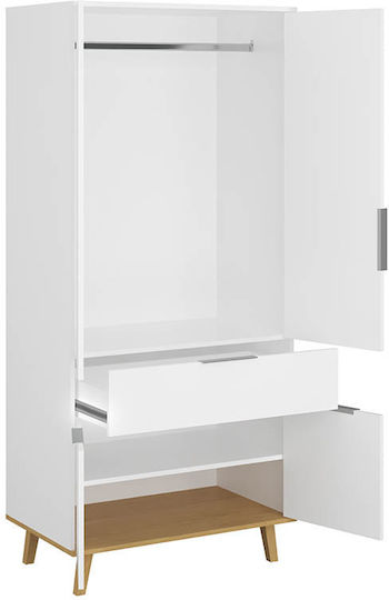 Neptune Double Door Wardrobe White-Sonoma 88x55x197cm