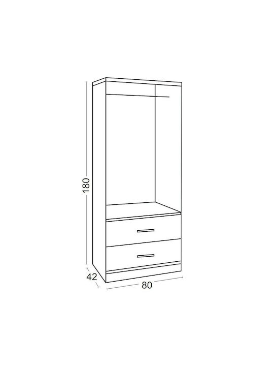Δίφυλλη Ντουλάπα Ρούχων Life 80x42x180cm