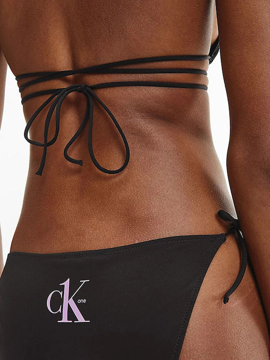 Bikini Slip mit Schnürchen Schwarz