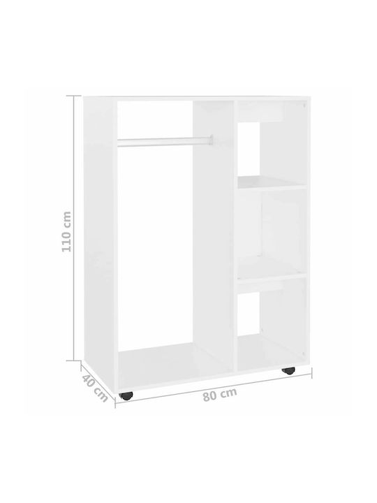 vidaXL Тротилна Гардеробна стойка Бял 80x40x110см